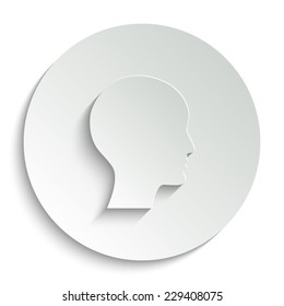 human profile picture - vector icon with shadow on a round button
