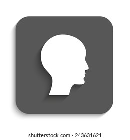 human profile picture - vector icon with shadow on a grey button