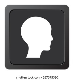 human profile picture - vector icon on a grey button