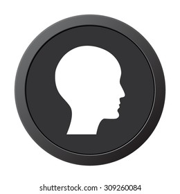 human profile picture - vector icon on a grey button