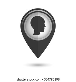 human profile picture - vector icon;  black map pointer