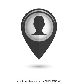 human profile picture - vector icon;  black map pointer