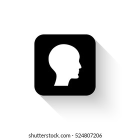 human profile picture - white vector  icon with shadow