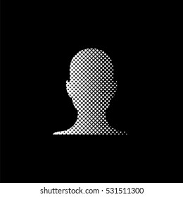 human profile picture - white vector icon;  halftone illustration