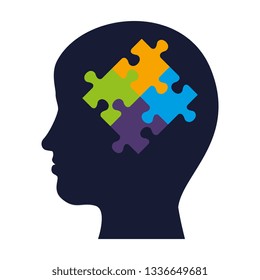 human profile with puzzle attached