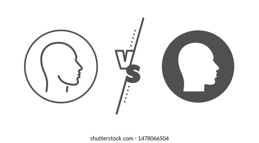 Human profile sign. Versus concept. Head line icon. Facial identification symbol. Line vs classic head icon. Vector