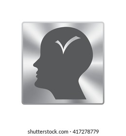 human profile silhouette With the check mark on the head 