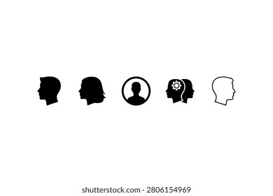 Human Profile Silhouette Vector Collection Set