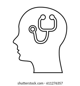 human profile with stethoscope vector illustration design