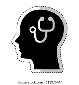 human profile with stethoscope vector illustration design
