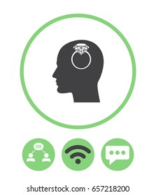 Human profile, teamwork, wireless and speech bubble vector icon.