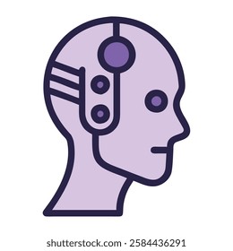 Human profile with technological implant