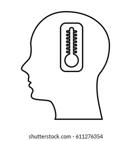 human profile with thermometer vector illustration design