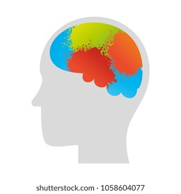 human profile thinking with paint colors
