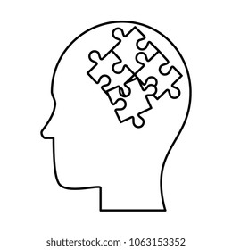 human profile thinking with puzzle pieces