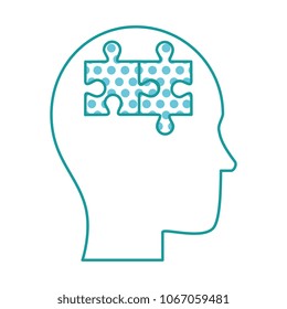 human profile thinking with puzzle pieces
