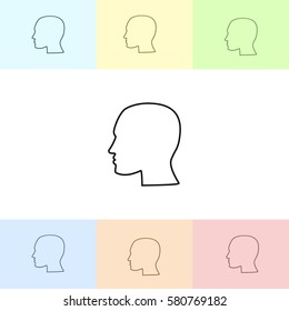 Human profile vector line icon