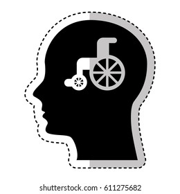 human profile with wheelchair vector illustration design