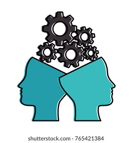 human profiles with gears