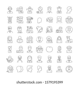 Human profiles linear icons, signs, symbols vector line illustration set