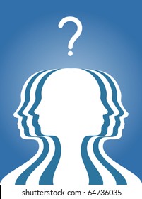 human profiles with a question above