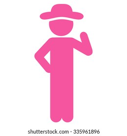 Human Proposal vector icon. Style is flat symbol, pink color, rounded angles, white background.