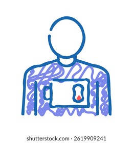 human prostration low battery doodle icon sketch vector. human prostration low battery sign. isolated symbol illustration