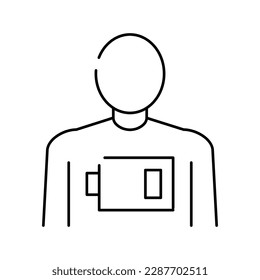 human prostration low battery line icon vector. human prostration low battery sign. isolated contour symbol black illustration