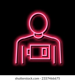 vectores de señal de luz de neón de baja batería de postración humana. ilustración de baja batería de postración humana