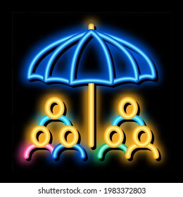 human protect umbrella neon light sign vector. Glowing bright icon human protect umbrella sign. transparent symbol illustration