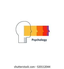 Human psychology and communication, emotional intelligence concept, psychology logo, flat design vector illustration