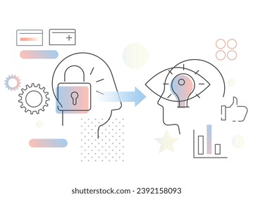 Human Psychology Fixed Mindset - Abstract Illustration as EPS 10 File