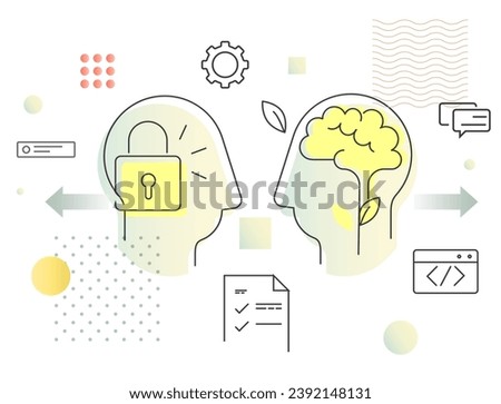Human Psychology Fixed Vs Growth Mindset - Abstract Illustration as EPS 10 File