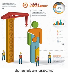 Human puzzle design, info graphic design. Clean vector.