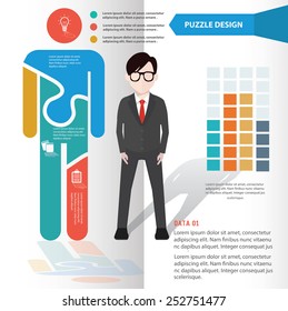 Human puzzle info graphic design and character,clean vector