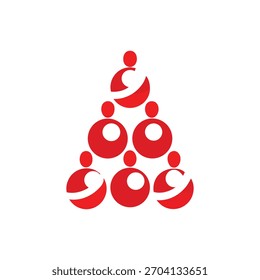 Human Pyramid Christmas Tree Teamwork Logo