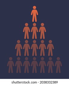 Human Pyramid Icon On Blue Background.