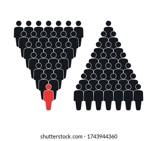 equipo piramidal humano, ilustración vectorial de jerarquía corporativa