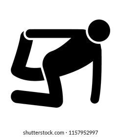 
Human in quadruped pose picking leg with arm, quad stretch icon 

