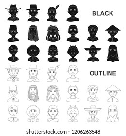 The human race black icons in set collection for design. People and nationality vector symbol stock web illustration.