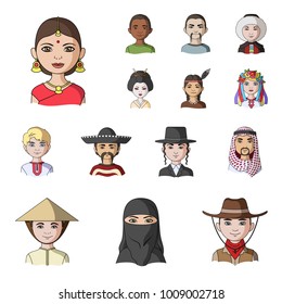 The human race cartoon icons in set collection for design. People and nationality vector symbol stock web illustration.