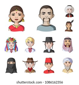 The human race cartoon icons in set collection for design. People and nationality vector symbol stock web illustration.