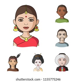 The human race cartoon icons in set collection for design. People and nationality vector symbol stock web illustration.