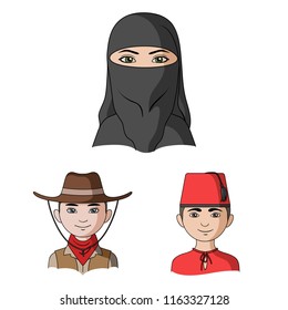 The human race cartoon icons in set collection for design. People and nationality vector symbol stock web illustration.