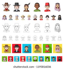 The human race cartoon icons in set collection for design. People and nationality vector symbol stock web illustration.