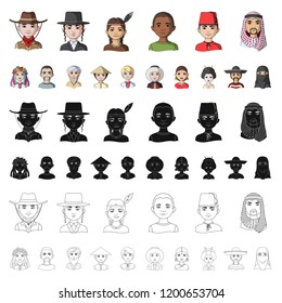 The human race cartoon icons in set collection for design. People and nationality vector symbol stock web illustration.