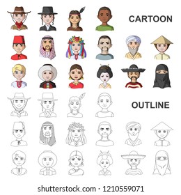 The human race cartoon icons in set collection for design. People and nationality vector symbol stock web illustration.