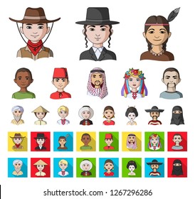 The human race cartoon,flat icons in set collection for design. People and nationality vector symbol stock web illustration.