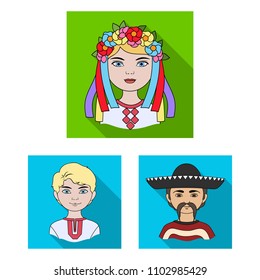 The human race flat icons in set collection for design. People and nationality vector symbol stock web illustration.