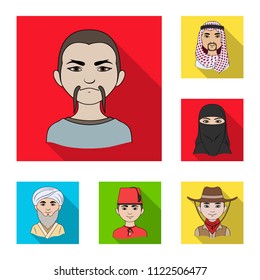 The human race flat icons in set collection for design. People and nationality vector symbol stock web illustration.